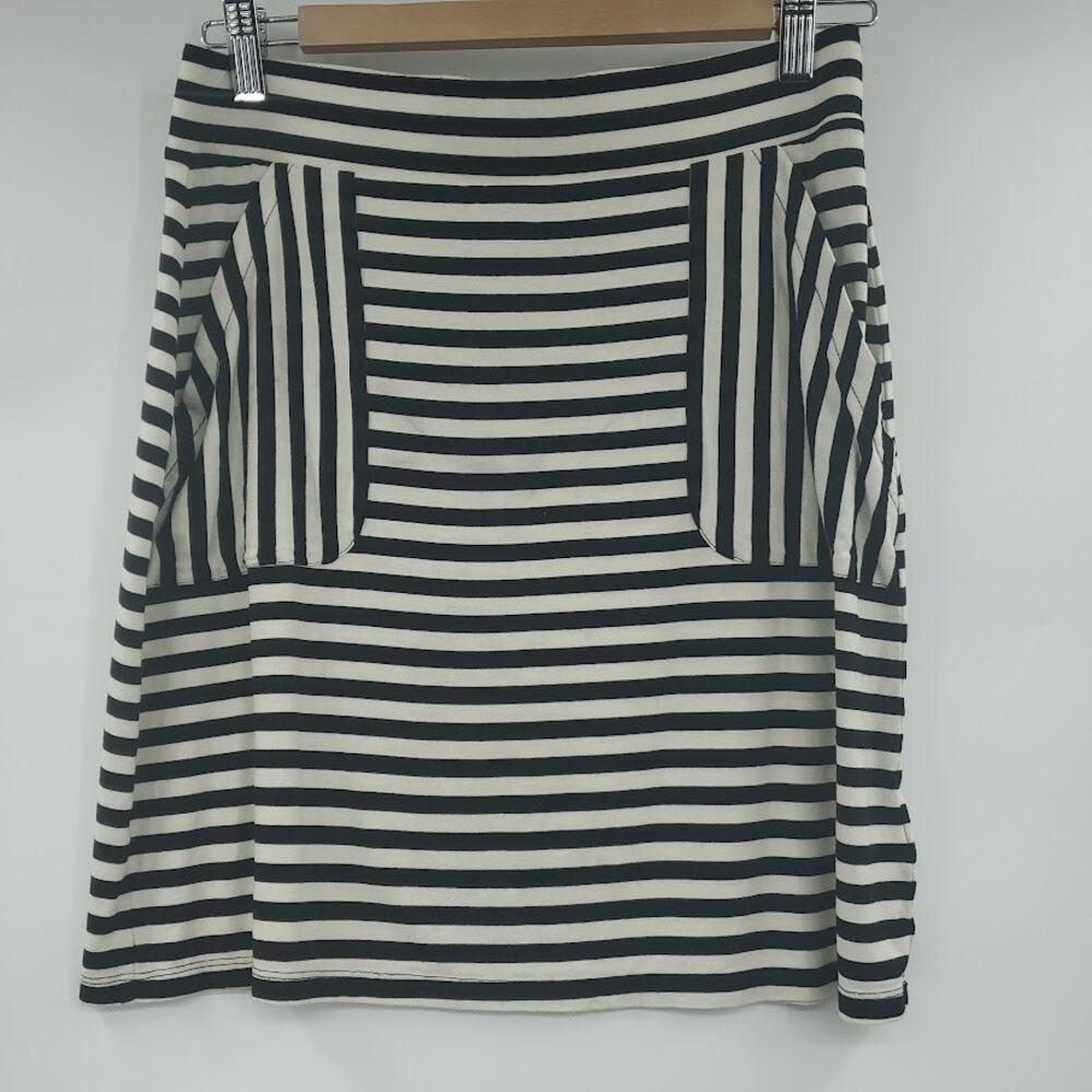 Dakini Mini Skirt Stretch Striped Pockets Small Cream Black